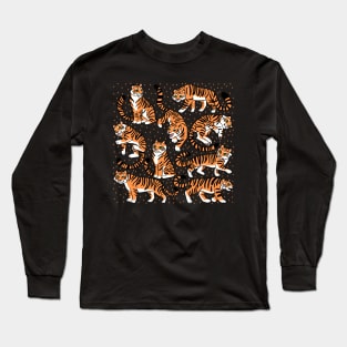 Cute tigers Cartoon illustration Long Sleeve T-Shirt